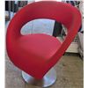Image 6 : Red Modern Accent Chair with Proloc Stretch Cord and Rolling Stool