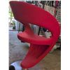 Image 7 : Red Modern Accent Chair with Proloc Stretch Cord and Rolling Stool
