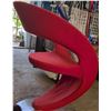 Image 8 : Red Modern Accent Chair with Proloc Stretch Cord and Rolling Stool