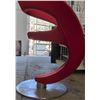 Image 9 : Red Modern Accent Chair with Proloc Stretch Cord and Rolling Stool
