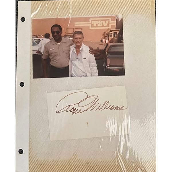 Roger Williams photo album page with original signature