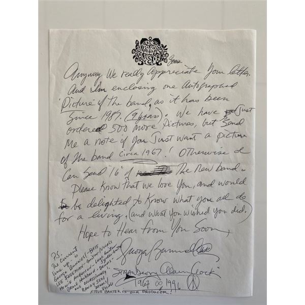 Strawberry Alarm Clock George Bunnell signed letter