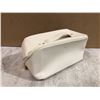 Image 1 : EACHY Faux Leather Makeup Bag - Cream Colour
