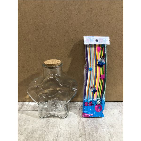 Glass Wishing Bottles & Origami Star Paper Strips Set - 540 PCS
