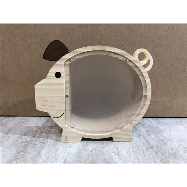 Wooden Piggy Bank - Includes Transparent Window
