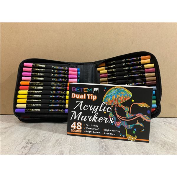 48 Colours - Betem Dual Tip Acrylic Markers