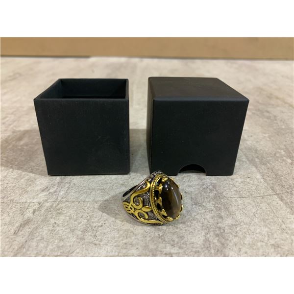 Size 10 Fake Ring - Tigers Eye Stone