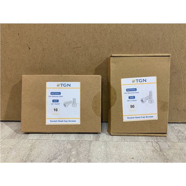 Lot Of 2 Different Socket Head Cap Screw Boxes - Box 1: 3/8"- 16x5/8' 10 PCS Box 2: M6- 1x18mm 50 PC