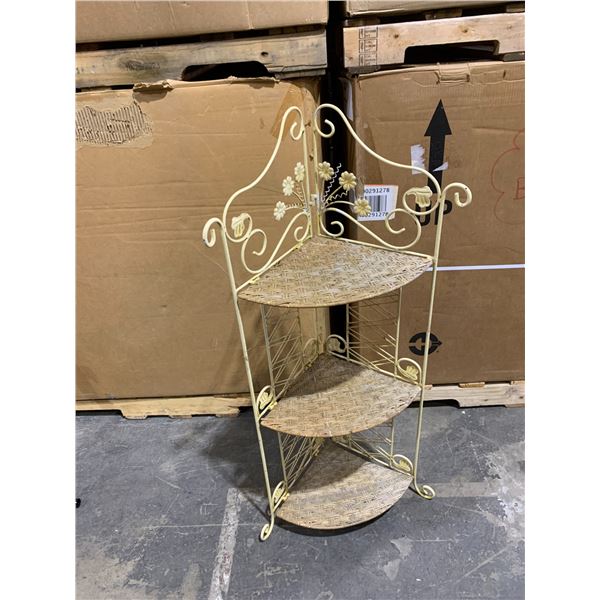 Vintage White Metal Corner Plant Stand
