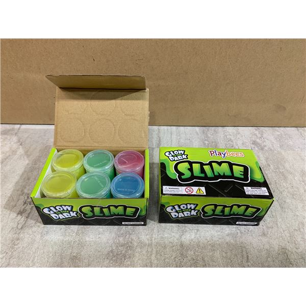Lot Of 2 Playbees Glow In The Dark Slime 6 Packs