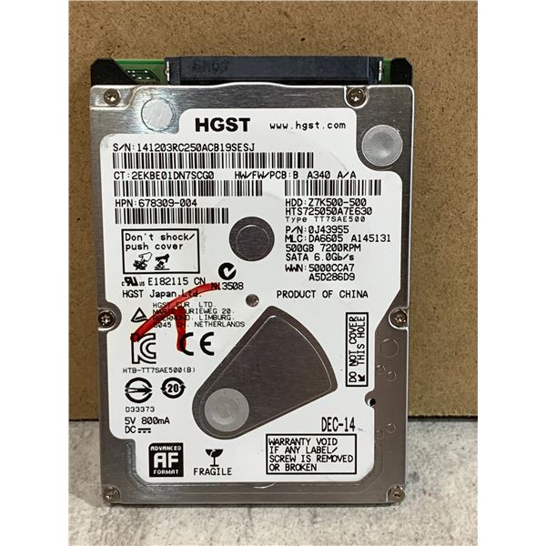HGST 500 GB Computer Hard Drive - Formatted