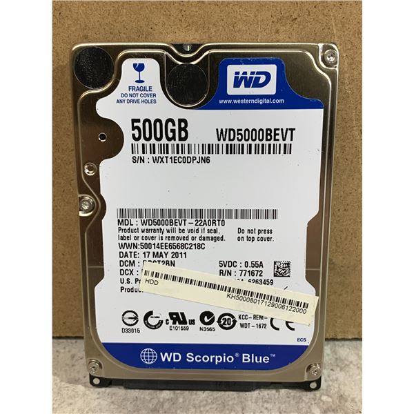 WD 500GB Computer Hard Drive - Formatted