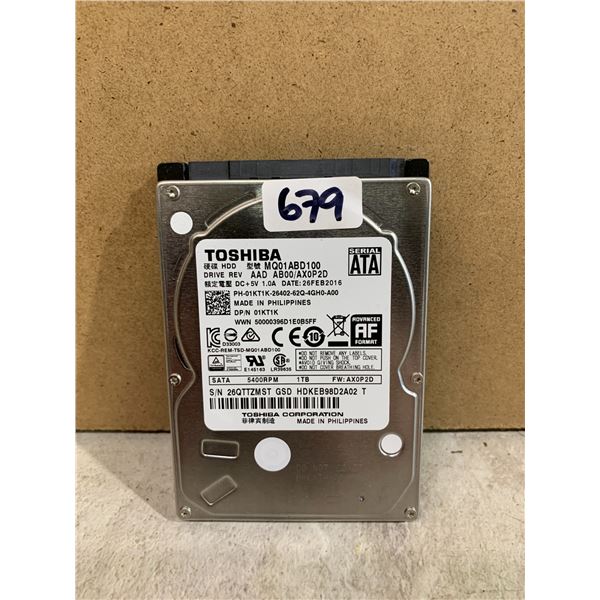 Toshiba 1TB Computer Hard Drive - Formatted