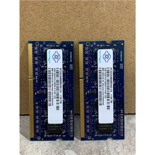 Lot Of 2 Nanya 2GB DDR3 SO-DIMM Laptop RAM Modules
