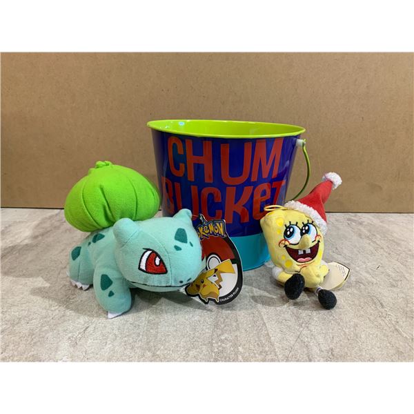 Chum Bucket - With Spongebob & Bulbasaur Plushies