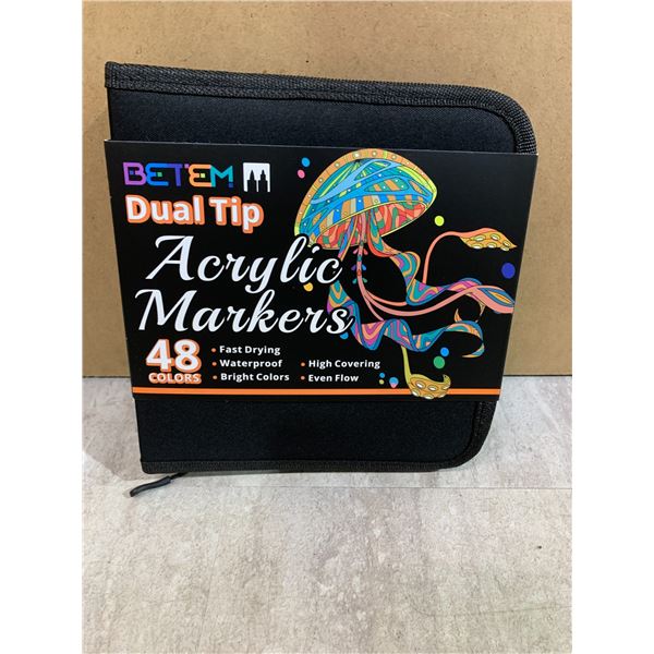 BETEM Dual Tip Acrylic Markers - 48 Colours