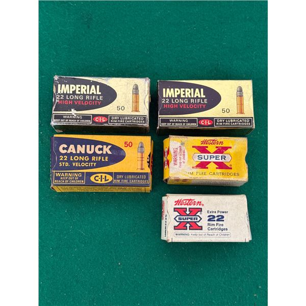 22 Long Rifle Assorted Factory Ammunition and Brass - Collectors Boxes