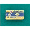 Image 1 : 25 Automatic 50 Gr Dominion Factory Centrefire Cartridges in Collectors Box
