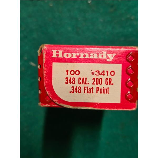 100 Hornady .348 200gr Flat Point Bullets