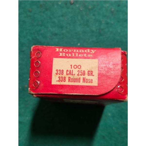 100 Hornady .338 Cal  350gr Round Nose Bullets