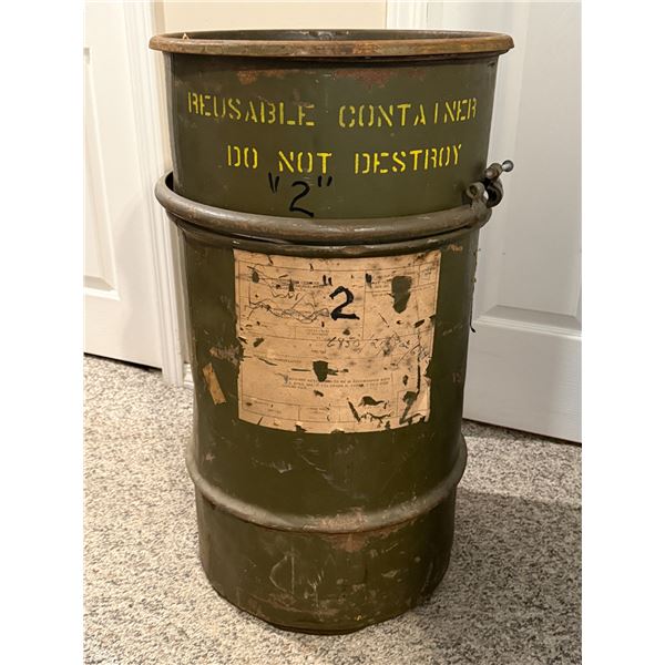 Vintage Military Surplus Metal Drum Container
