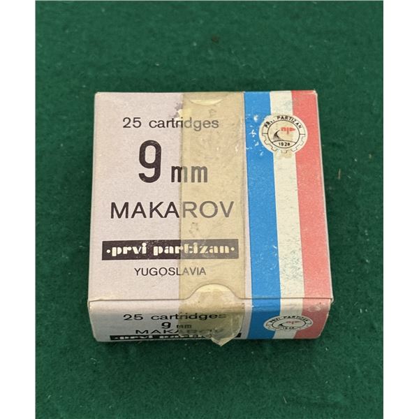 9×18mm Makarov FMJ Factory Ammunition – 25 Rounds