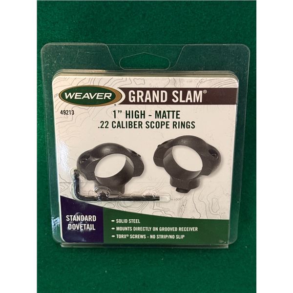 Weaver Grand Slam 1 Inch High Matte .22 Caliber Scope Ring Set