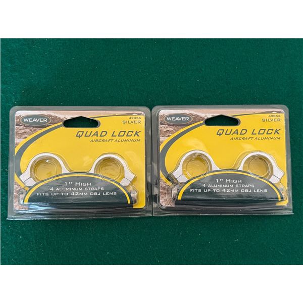 Weaver Quad Lock 1 Inch High Silver Scope Rings (2 Sets)