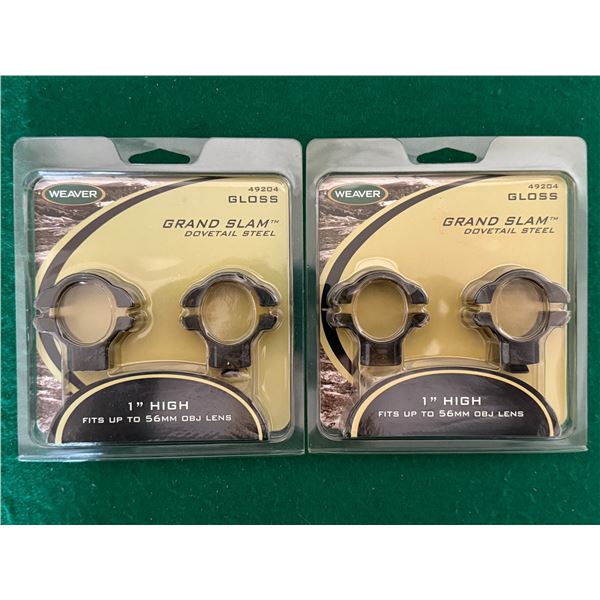 Weaver Grand Slam 1 Inch High Gloss Dovetail Steel Scope Rings (2 Sets)