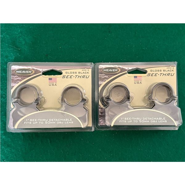 Weaver See-Thru 1 Inch Gloss Black Detachable Scope Rings (2 Sets)
