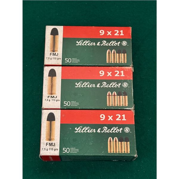 9 x 21 Sellier & Bellot FMJ Factory Ammunition