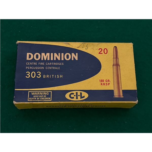 303 British 180 Gr Dominion Factory Centre Fire Cartridges