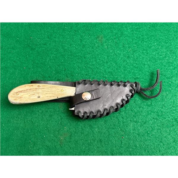 Michael Igo Custom Fixed Blade Hunting Knife with Specialty Leather Sheath.