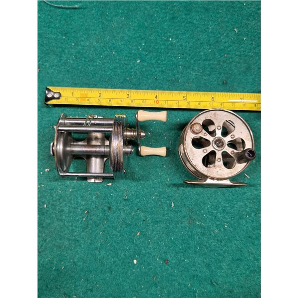Vintage 2 1/4" Fishing Reel & a Bronson Fleetwing Fishing Reel