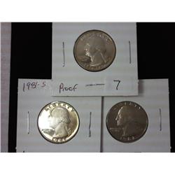 1976-S, 81-S, and 82-S Washignton Quarters