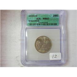 2004-D Wiscosin Quarter ICG MS67