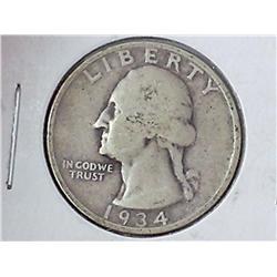 1934-D Silver Washington Quarter
