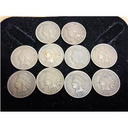 10 Assorted 1900's Indian Head Cents