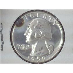 1959 Washington Silver Quarter With Toning Spot