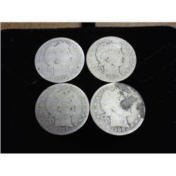 4 Assorted Barber Quarters
