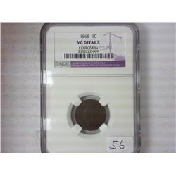 1868 Indian Head Cent NGC VG Details Corrosion