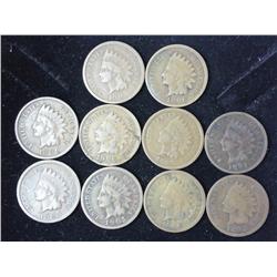 10 Assorted Indian Head Cents