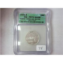 2001-S NC Silver Quarter ICG PR70DCAM