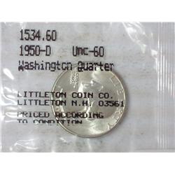 1950-D Washington Silver Quarter (UNC)
