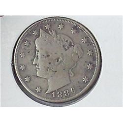 1886 Liberty "V" Nickel (Key Date) Fine