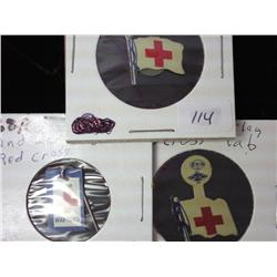 3-Assorted WWII Red Cross Tabs And Pins