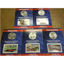 5 US MInt/USPS 2002 State Quarter & Stamp Sets