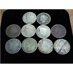 10 Assorted Liberty "V" Nickels