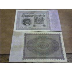 20-1923 German 100,000 Mark Inflation Notes