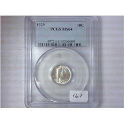 1929 Mercury Dime PCGS MS64